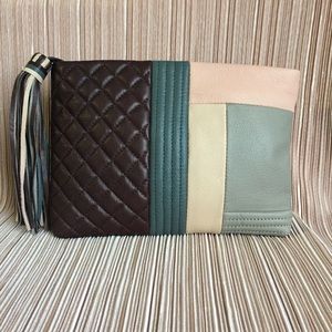 Margot Multi Color Leather Patchwork Clutch